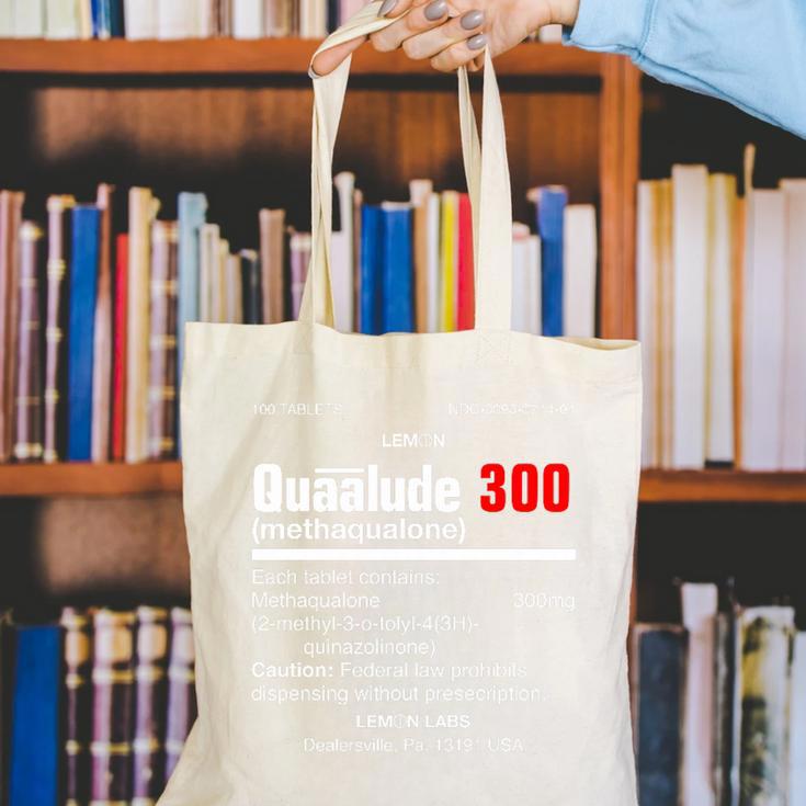 1970's Lemon Labs Quaalude 300 Label Reproduction Nostalgia Premium Tri-Blend Canvas Tote Bag