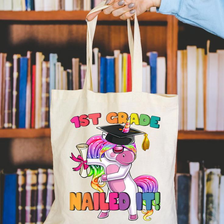 1st Grade Nailed It Flossing Unicorn Graduation Shirt Canvas Tote Bag