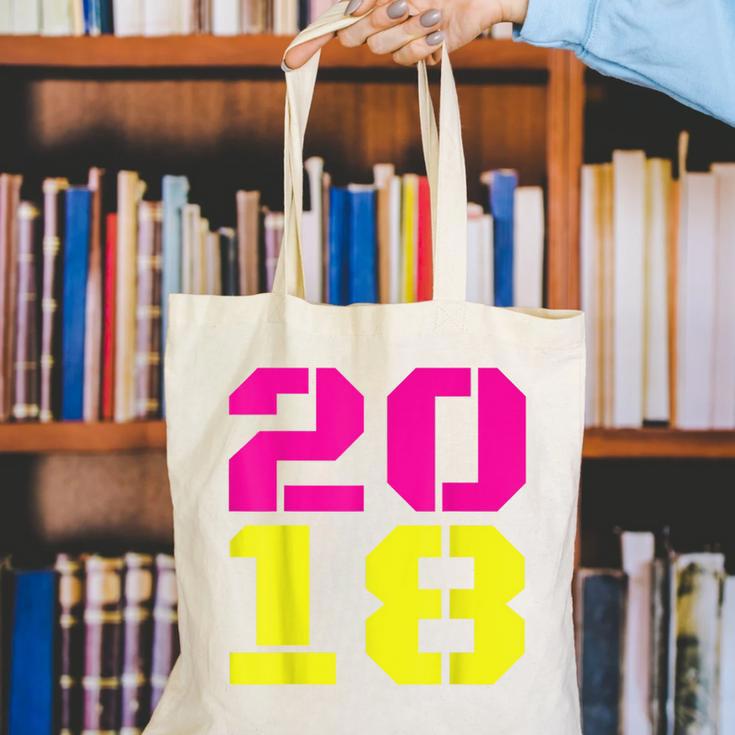 2018 Big Neon Numbers For The New Year Or Graduation Canvas Tote Bag
