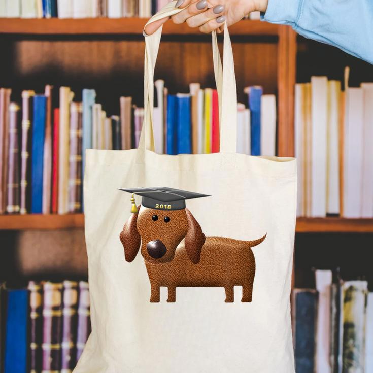 2018 Dog Graduation Shirt Dachshund Graduation For Men Women Kids Canvas Tote Bag