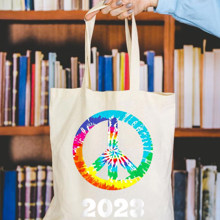 2023 Graduation Class Year Tie Dye Peace Sign Graduate Shirt Canvas Tote Bag