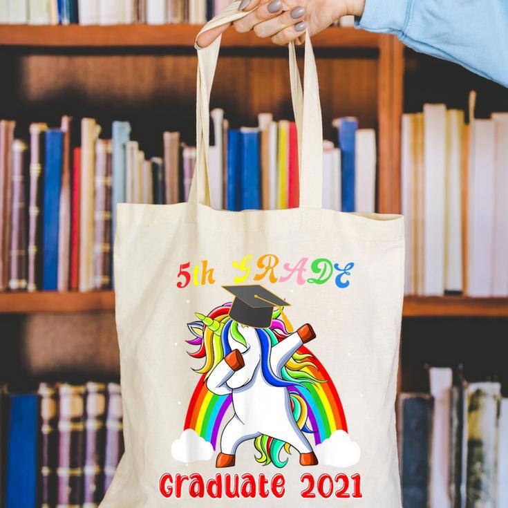 5th Grade Graduate Class 2021 Dabbing Unicorn Graduation Canvas Tote Bag