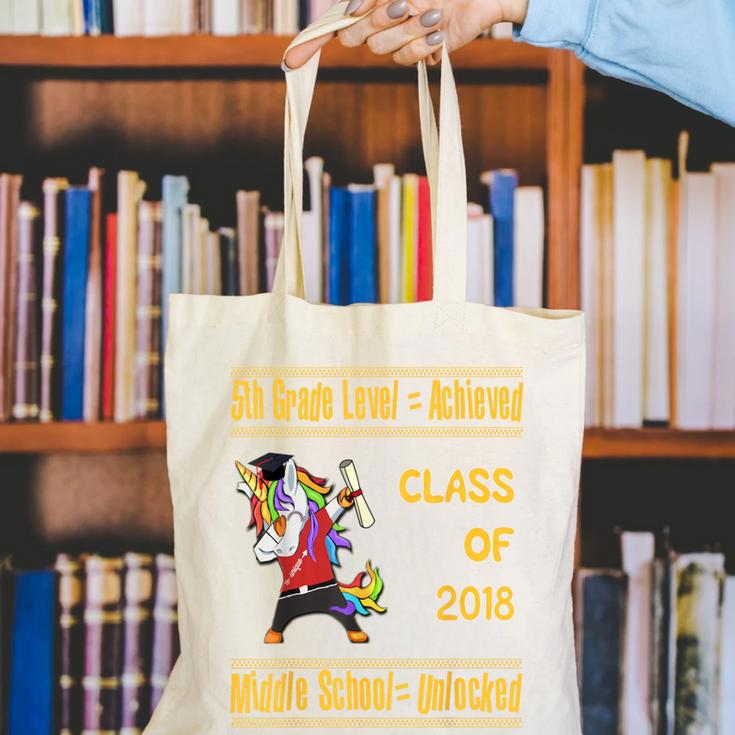 5th Grade Graduation Shirt Dabbing Unicorn Boys Class 2018 Canvas Tote Bag