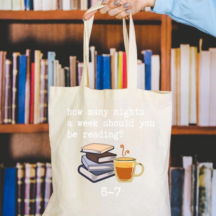 67 Read Every Night Quote For Book Lovers &Coffee Fans Canvas Tote Bag