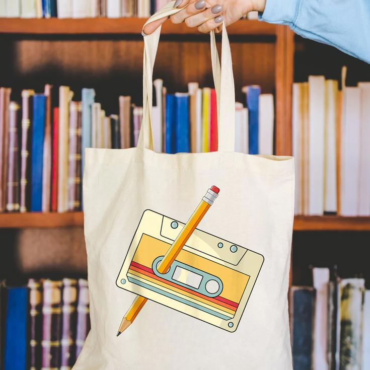 80's 90's Retro Music Party Costume Nostalgia Cassette Canvas Tote Bag 80's 90's Retro Music Party Costume Nostalgia Cassette Canvas Tote Bag