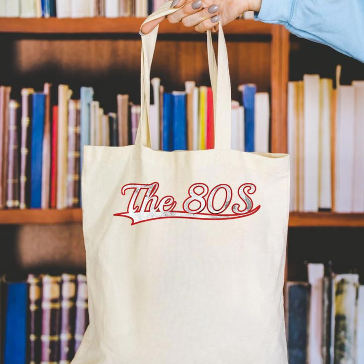 The 80S Eighties Decade Nostalgia Music Vintage Varsity Canvas Tote Bag