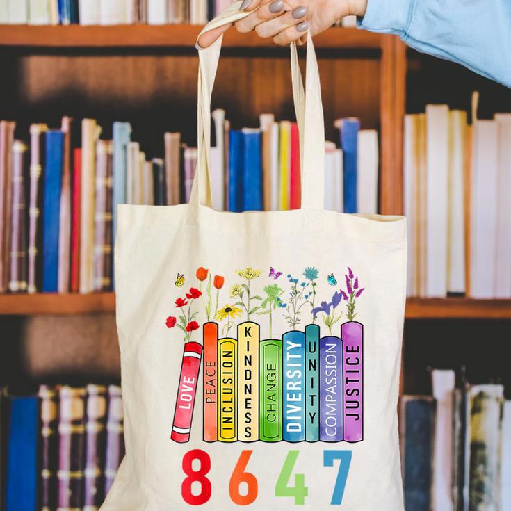 8647 Equal Rights Book Flower Trump Women Rights Feminist Canvas Tote Bag