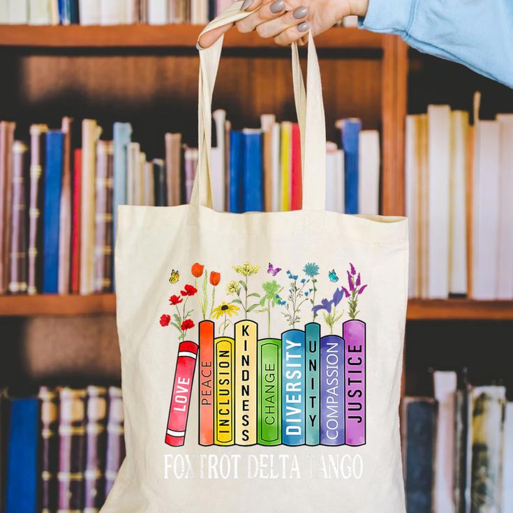 8647 Foxtrots Tangos Deltas Book Flower Resist Book Lovers Canvas Tote Bag
