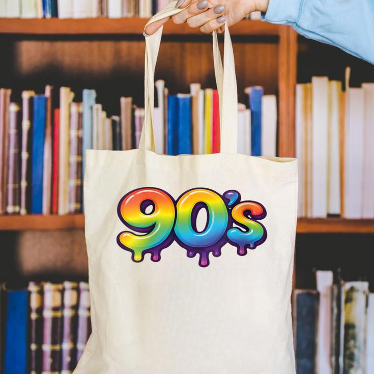 90s Retro Pop Art Rainbow Lips Nostalgia Costume 90s Canvas Tote Bag