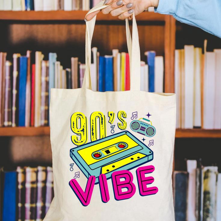 90's Vibe Retro Style Cassette Tape Nostalgia 1990s Party Canvas Tote Bag 90's Vibe Retro Style Cassette Tape Nostalgia 1990s Party Canvas Tote Bag