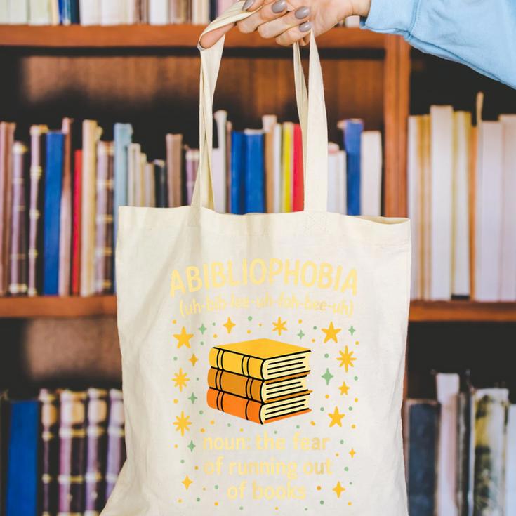 Abibliophobia Book Lover Reading Humor Graphic Canvas Tote Bag