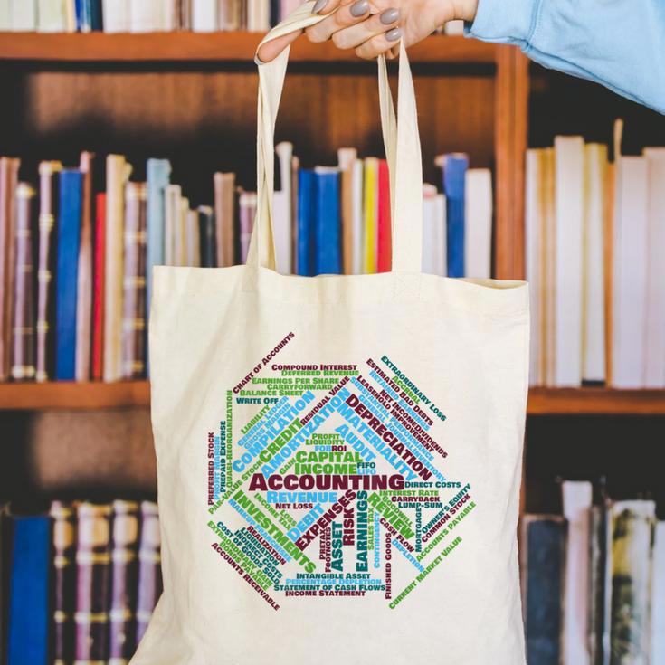 Accounting Major Shirt Graduation College CPA Word Cloud Canvas Tote Bag