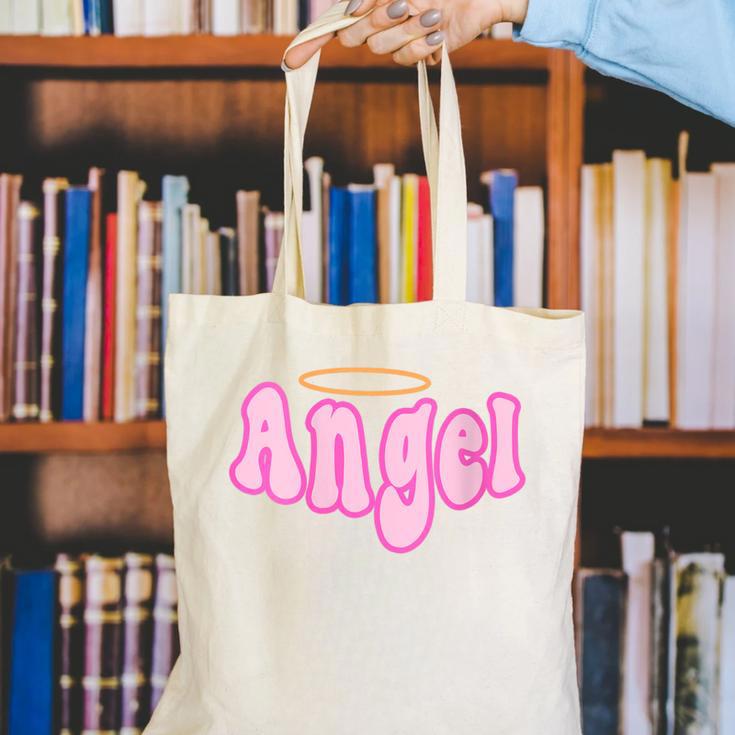Angel Y2k Aesthetic 2000s Millennial Nostalgia Retro Pink Canvas Tote Bag
