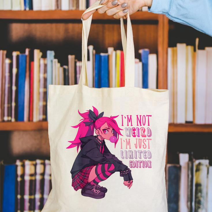 Anime Girl I'm Not Weird Just Limited Edition Introvert Goth Canvas Tote Bag Anime Girl I'm Not Weird Just Limited Edition Introvert Goth Canvas Tote Bag