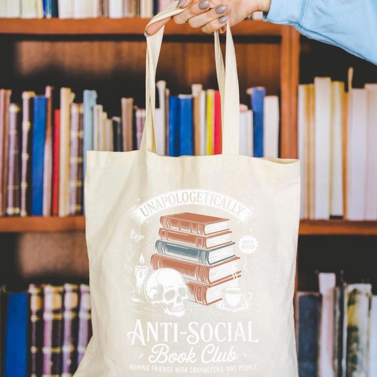 Anti-Social Book Club Reader Books & Coffee Dark Academia Premium Tri-Blend Canvas Tote Bag