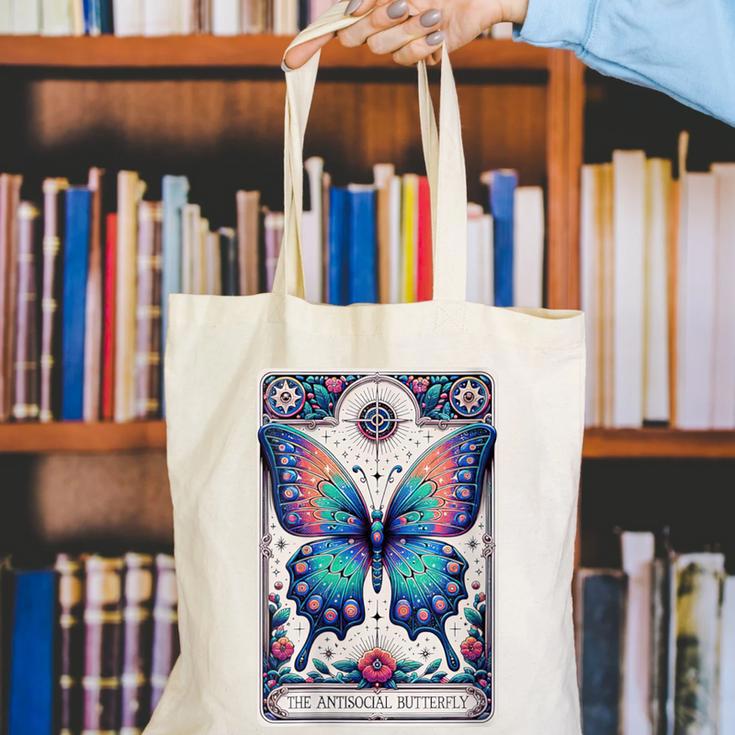 Antisocial Butterfly Introvert Distressed Canvas Tote Bag Antisocial Butterfly Introvert Distressed Canvas Tote Bag