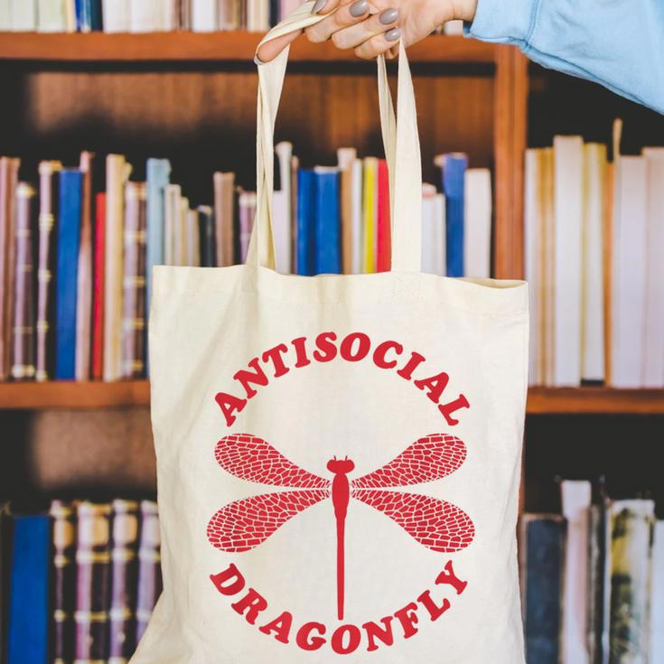 Antisocial Dragonfly Introvert Humor Nature Insect Graphic Canvas Tote Bag Antisocial Dragonfly Introvert Humor Nature Insect Graphic Canvas Tote Bag