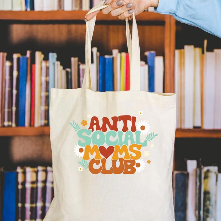 Antisocial Moms Club Introvert Mom Mothers Introverted Retro Canvas Tote Bag Antisocial Moms Club Introvert Mom Mothers Introverted Retro Canvas Tote Bag