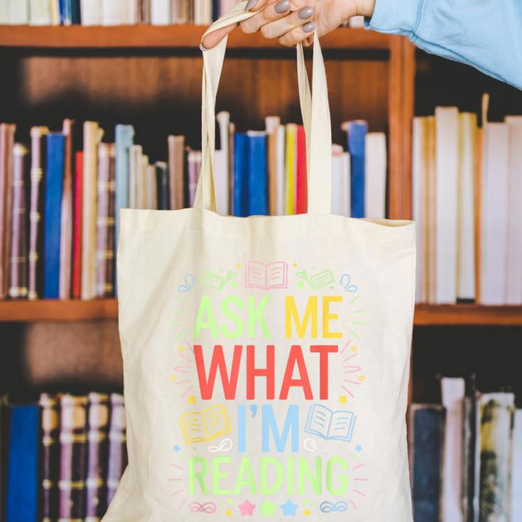 Ask Me What I'm Reading Bookworm Librarian Reader Canvas Tote Bag