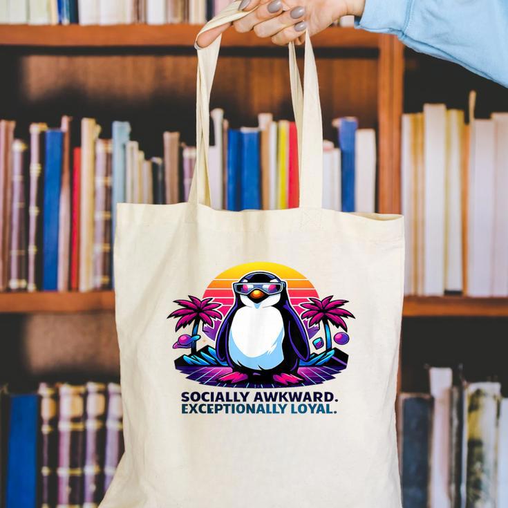 Awkward But Loyal Penguin Synthwave Vapowave Introvert Canvas Tote Bag Awkward But Loyal Penguin Synthwave Vapowave Introvert Canvas Tote Bag