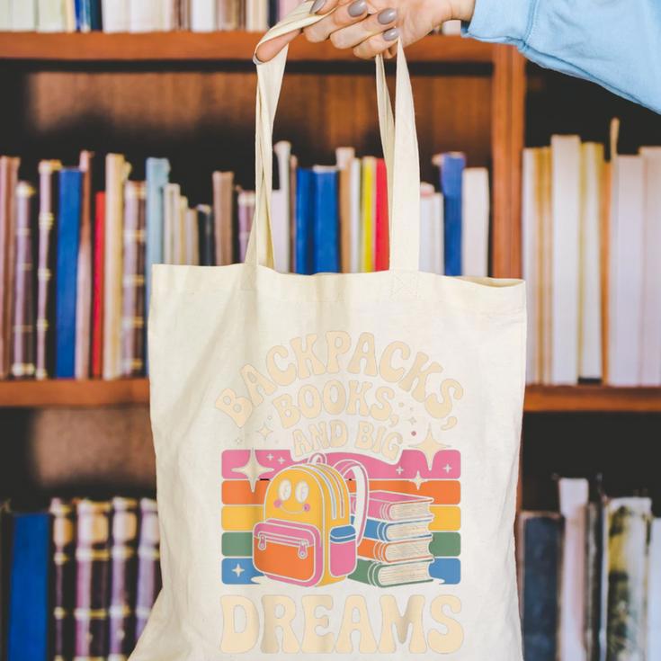 Backpacks Books And Big Dreams Cute Back To School Canvas Tote Bag