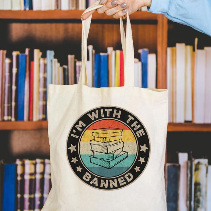 Im With The Banned Book Readers Retro Librarians Teachers Canvas Tote Bag Im With The Banned Book Readers Retro Librarians Teachers Canvas Tote Bag