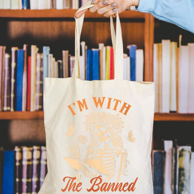 Banned Book Reading Squad Bookish I'm With The Banned Canvas Tote Bag