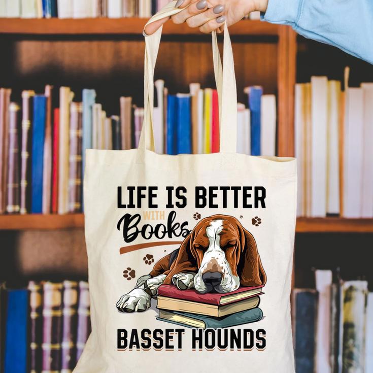 Basset Hound Dog Breed Life Is Better With Books And a For Men Women Girls Kids Canvas Tote Bag Basset Hound Dog Breed Life Is Better With Books And a For Men Women Girls Kids Canvas Tote Bag