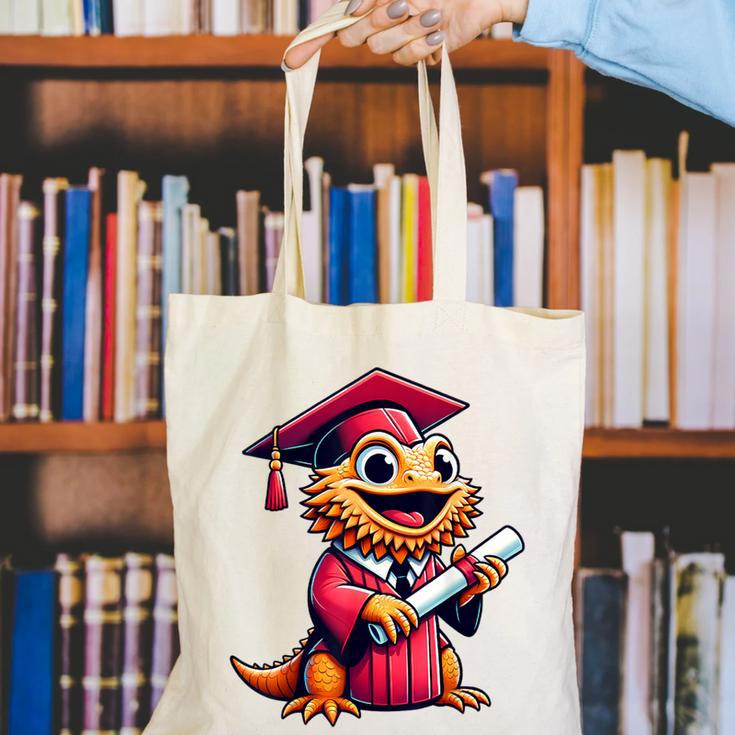 Bearded Dragon Graduation Kindergarten Elementary Girl Boy Canvas Tote Bag