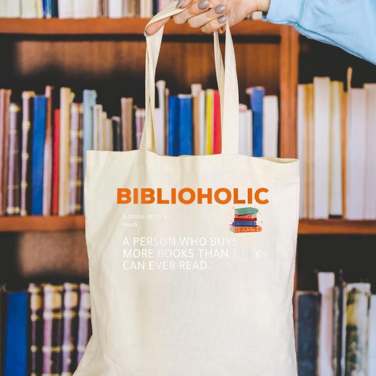 Biblioholic Definition Reading Nerd Book Lovers Geek Canvas Tote Bag