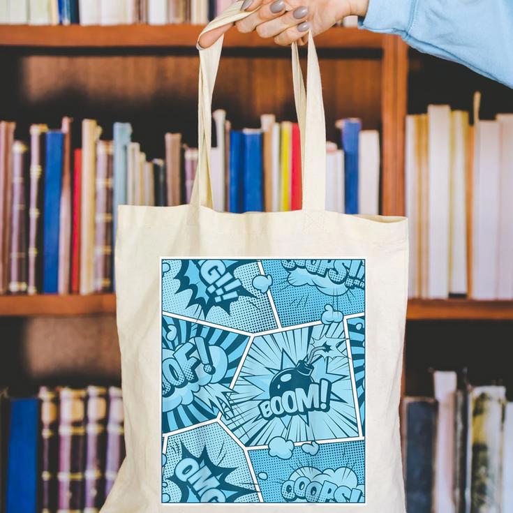 Blue Comic Book Blue Graphic Canvas Tote Bag