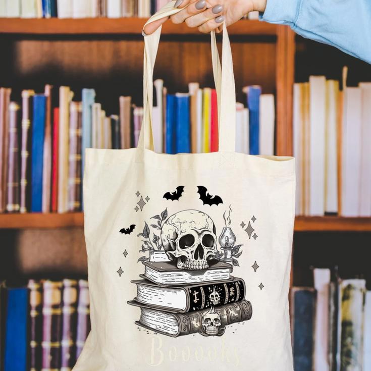 Boo Skeleton Skull Books Halloween Women School Teacher Kid Premium Canvas Tote Bag Boo Skeleton Skull Books Halloween Women School Teacher Kid Premium Canvas Tote Bag
