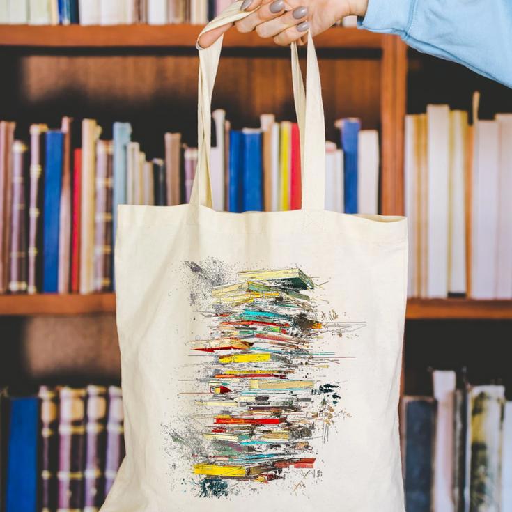 Book Abstract Art Drawing Painting Graphic Book Canvas Tote Bag