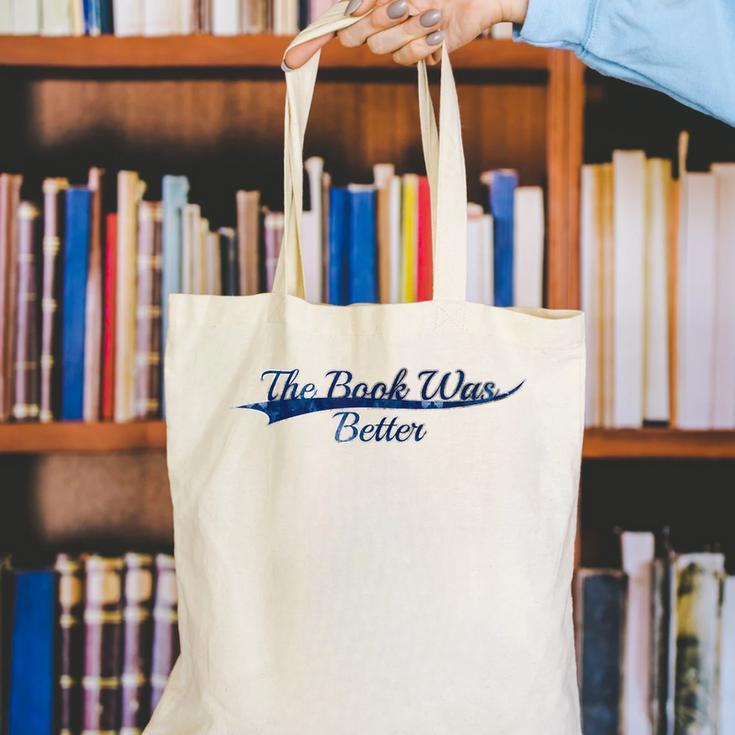 The Book Was Better Reading Lover Vintage Varsity Canvas Tote Bag