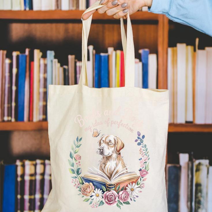 Book And Dog Lover Reading Humor Librarian Canvas Tote Bag