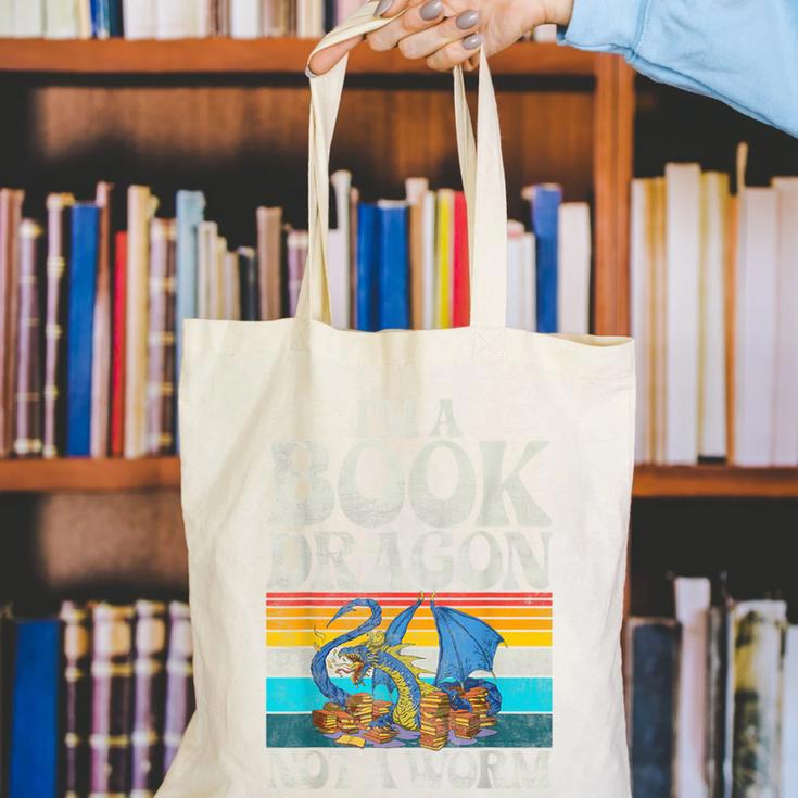 Im a Book Dragon Not a Worm Dragon Canvas Tote Bag