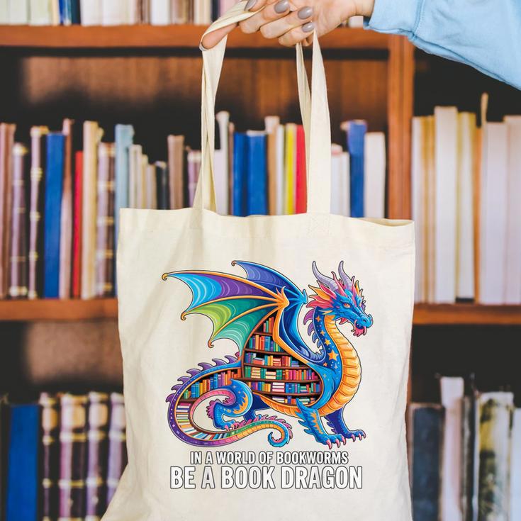 Be a Book Dragon Reading Canvas Tote Bag Be a Book Dragon Reading Canvas Tote Bag