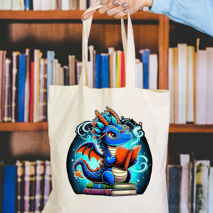 Book Dragon Reading Lover Canvas Tote Bag Book Dragon Reading Lover Canvas Tote Bag