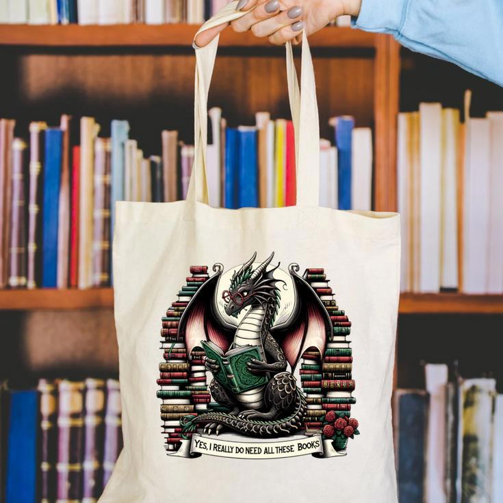 Book Dragon Yes I Really Do Need All These Books Canvas Tote Bag