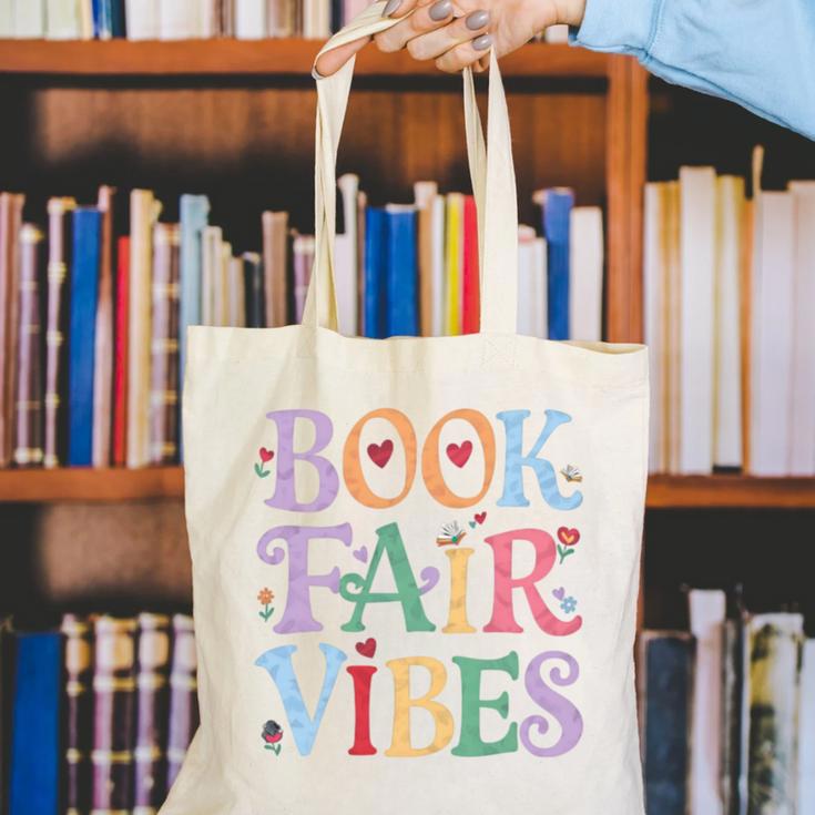 Book Fair Vibes Groovy Retro Reading Canvas Tote Bag Book Fair Vibes Groovy Retro Reading Canvas Tote Bag