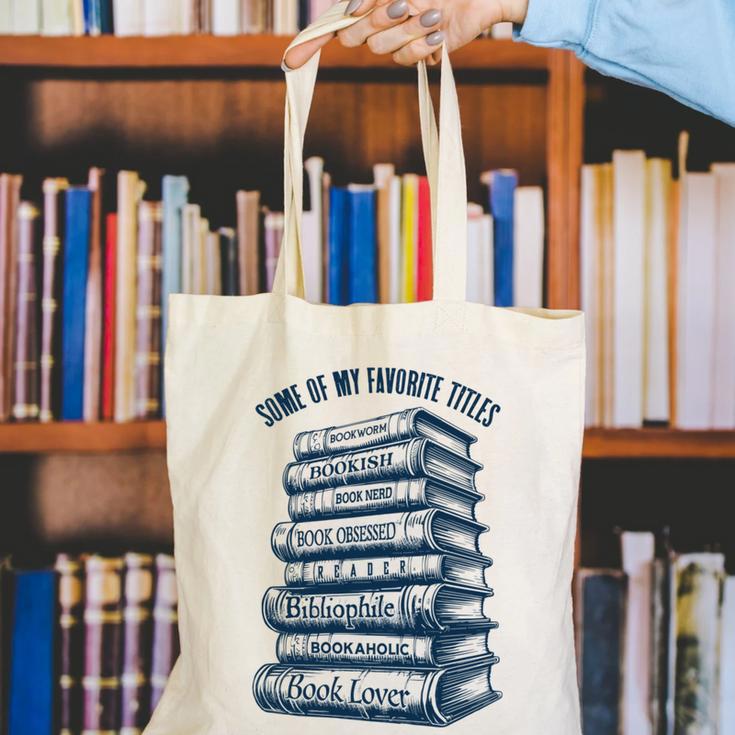 Book Lover Bookish Reader Bibliophile Book Nerd Titles Canvas Tote Bag
