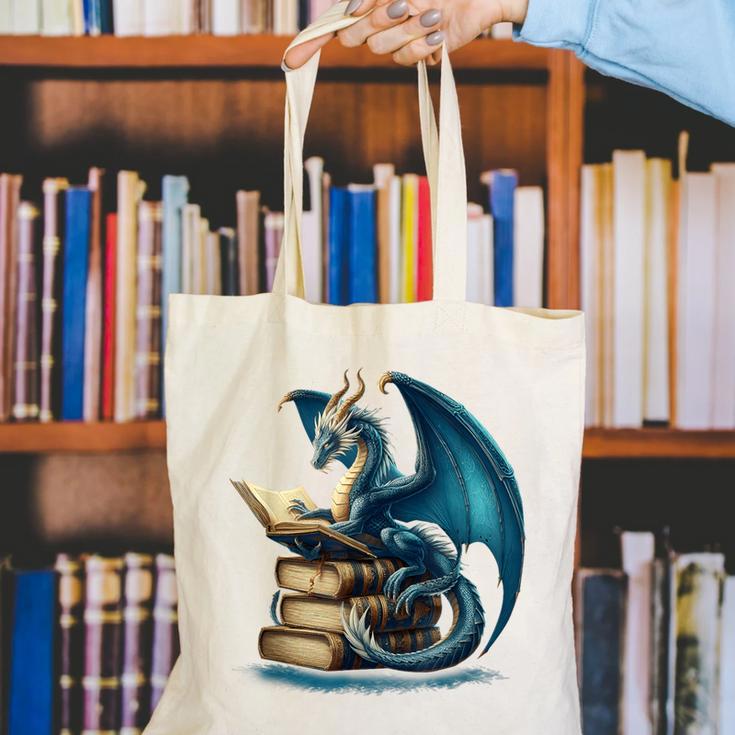 Book Lover Bookworm Reading Books Dragon Sci-Fi Character Canvas Tote Bag