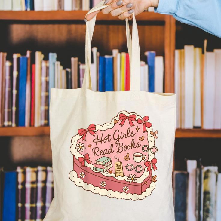Book Lover Hot Girls Read Books Tee Canvas Tote Bag