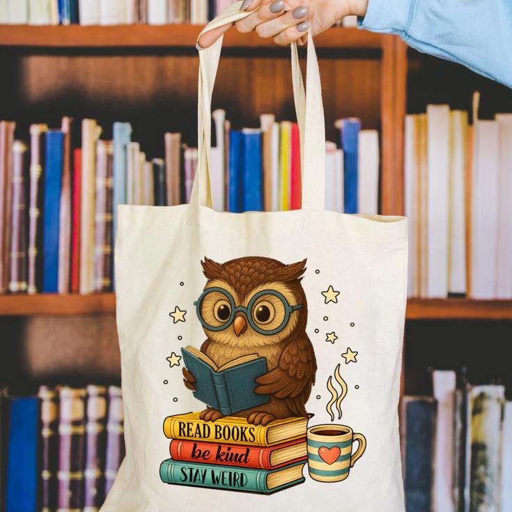 Book Lover Owl Reading Bookish Library Read Books Be Kind Canvas Tote Bag