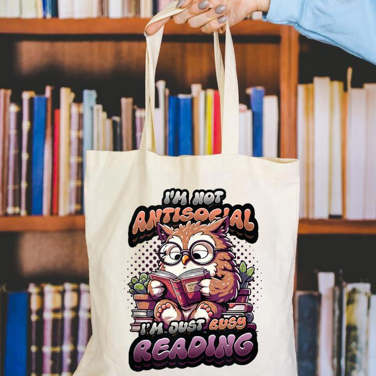 Book Lover Owl Reading Books Introvert Bookworm Canvas Tote Bag