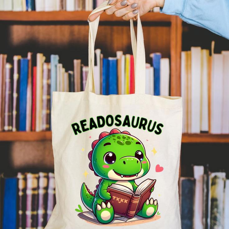 Book Lover Reading Dinosaur Readosaurus Library Canvas Tote Bag