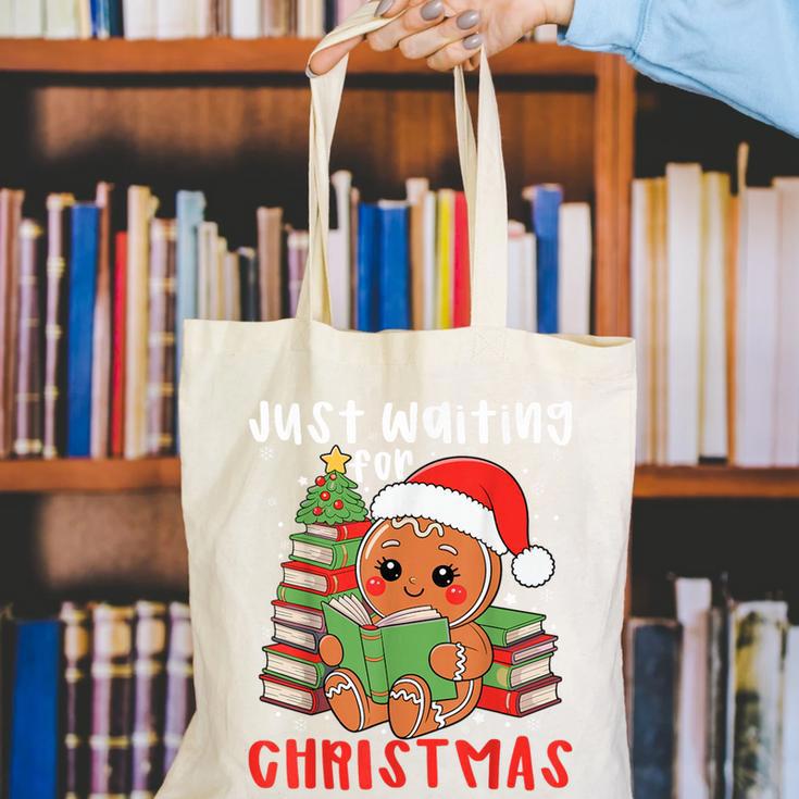 Book Reading Just Waiting For Christmas Gingerbread Canvas Tote Bag