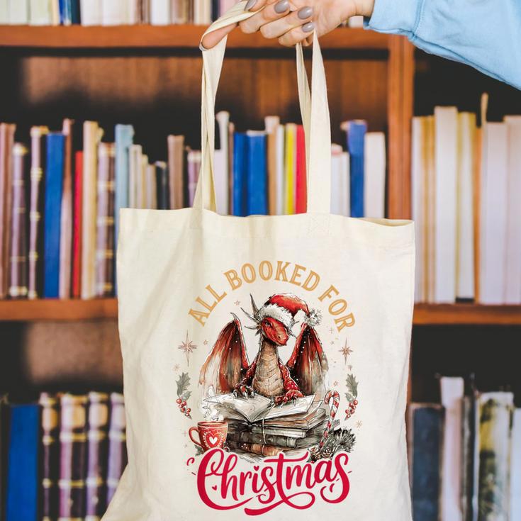 All Booked For Christmas Dragon Canvas Tote Bag