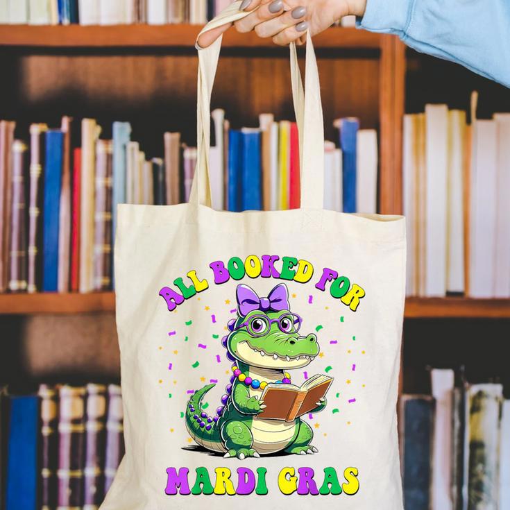 All Booked For Mardi Gras Crocodile Reading Book Teacher Canvas Tote Bag