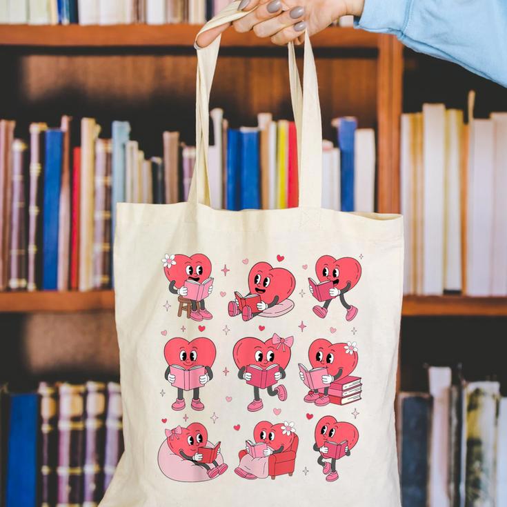 All Booked For Valentine Book Teacher Kids Girls Boys Canvas Tote Bag